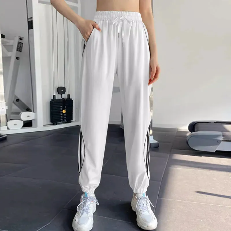 Casual Loose High Waist Jogging Sweatpant with Side Stripes