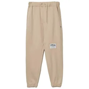 Comme Des Fuckdown Chic Beige Cotton Sweatpants with Frayed Details