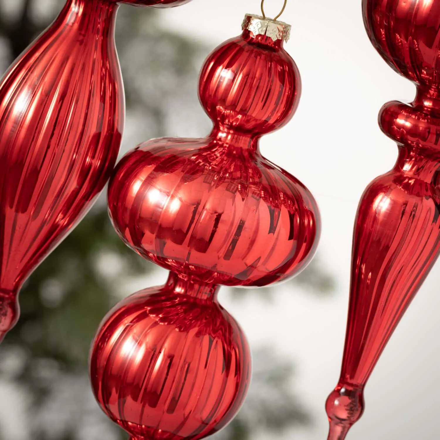 Cranberry Red Finial Ornaments