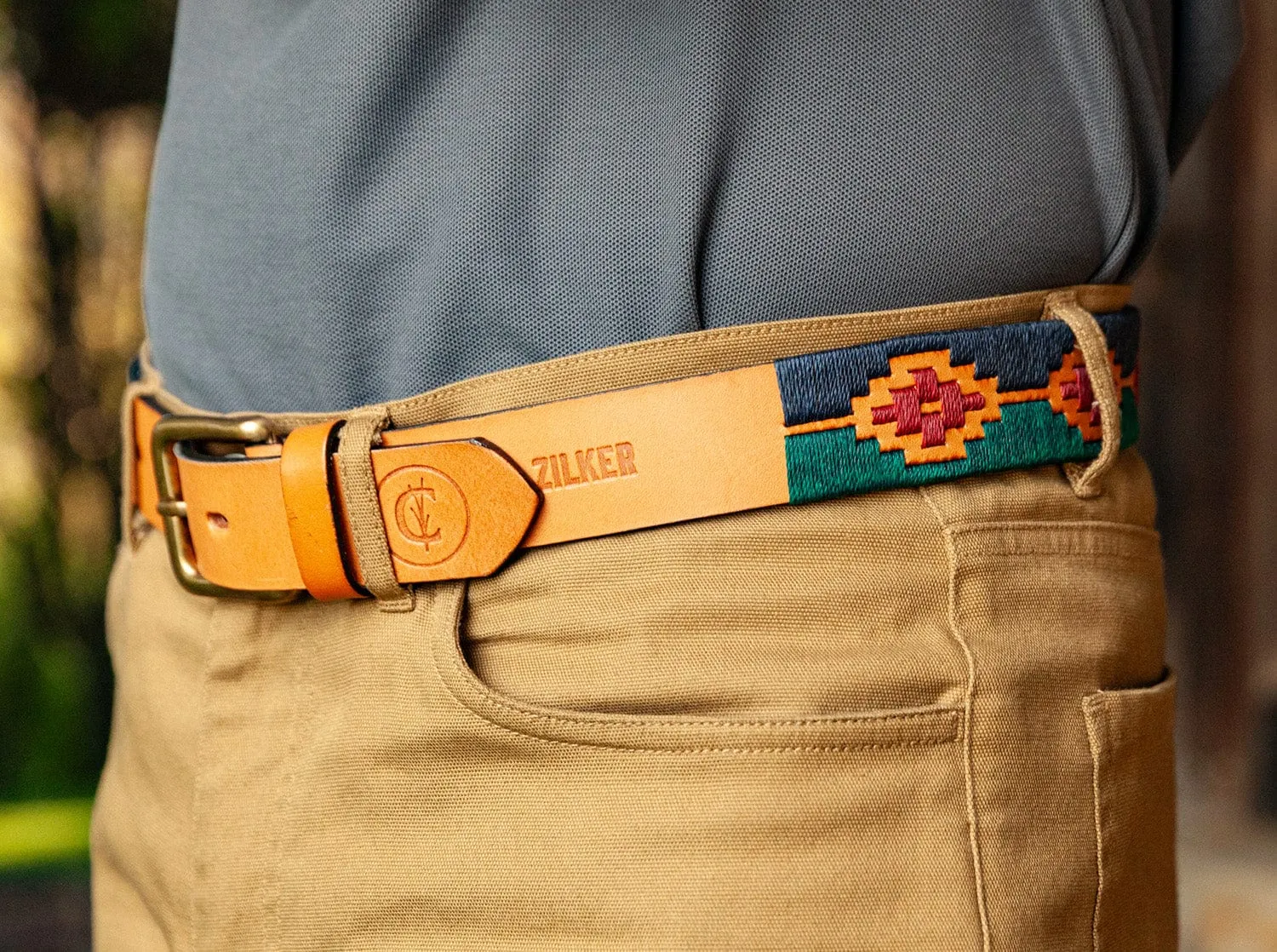 Criquet x Zilker Belts - Gaucho Belt - Navy/Red/Green