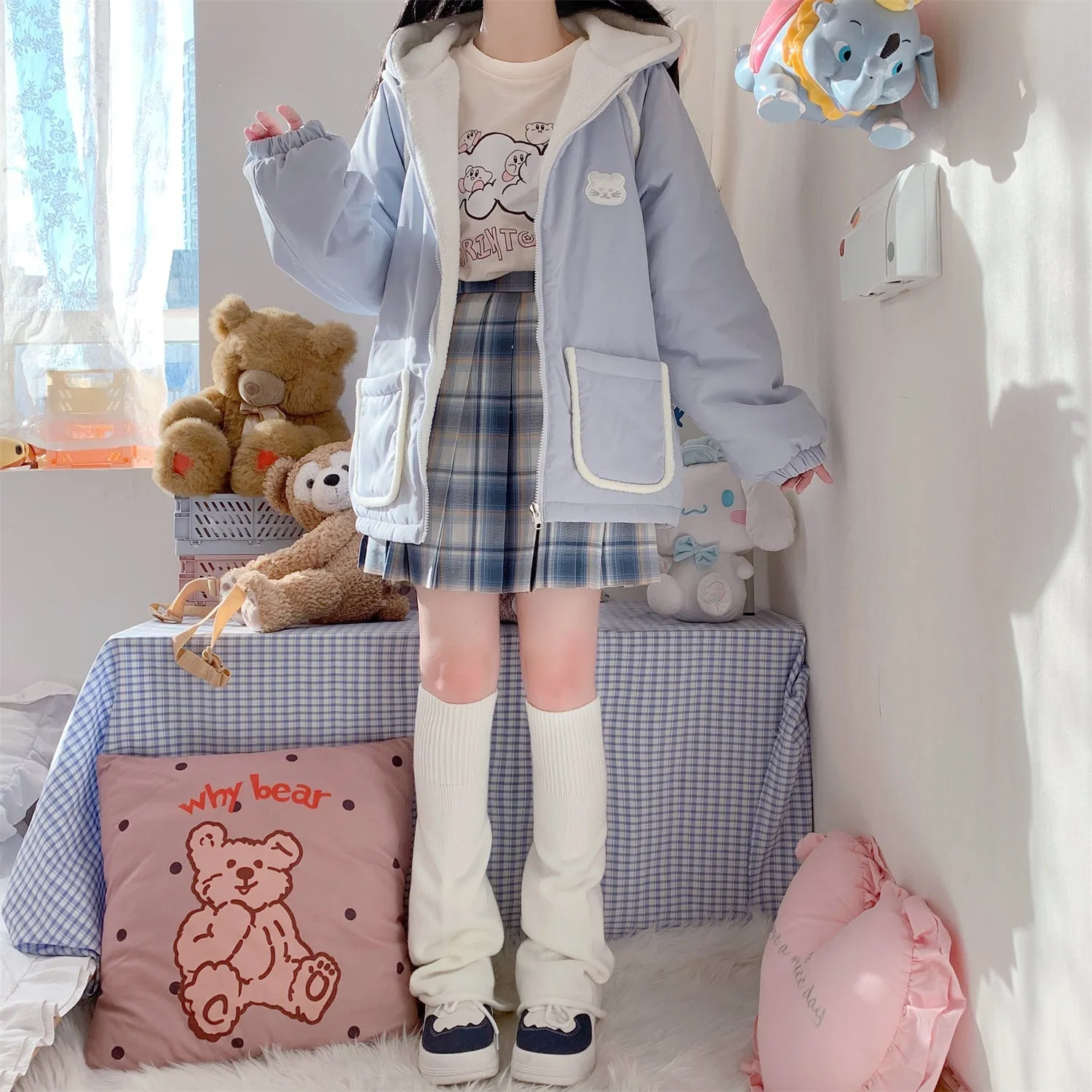 Cute Bear Kawaii Hoodie Zipper Coat