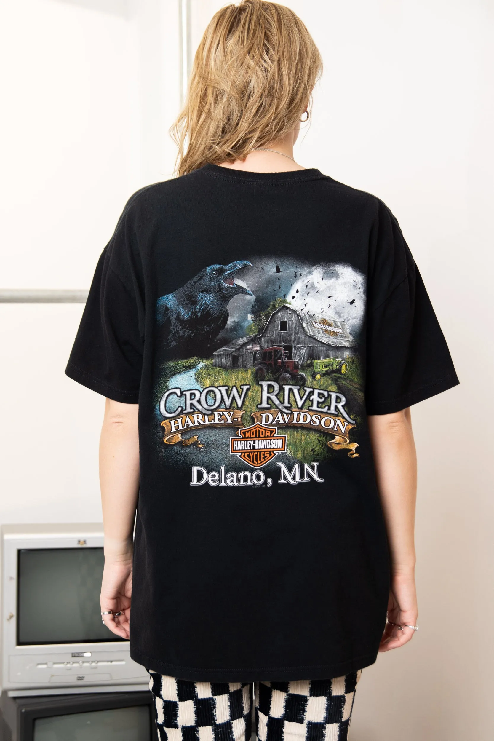 Daisy Street Regen Harley Davidson T-Shirt with Crow River Print