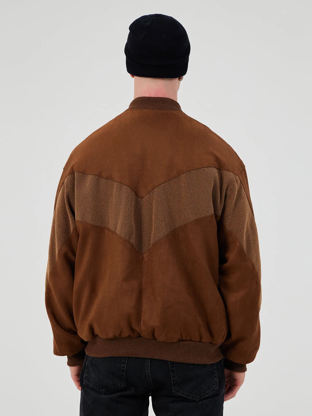 DARK BROWN UNISEX BOMBER JACKET L