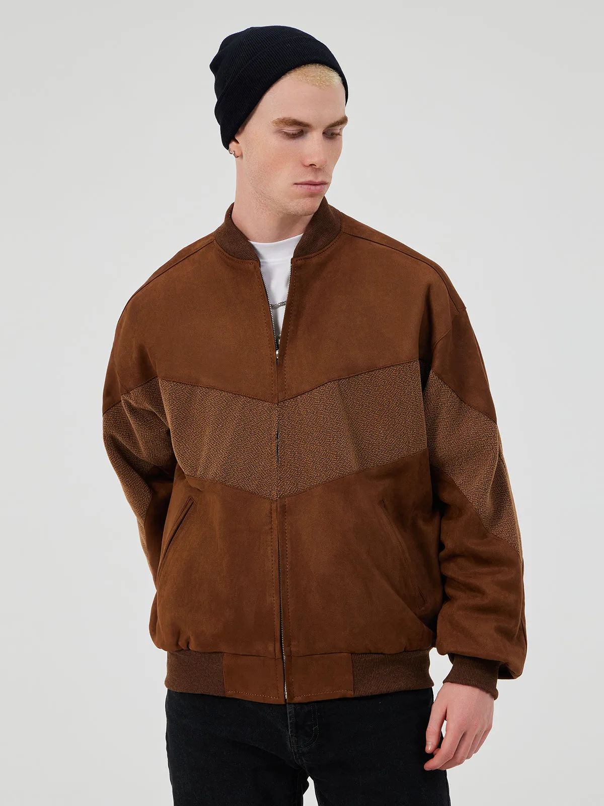 DARK BROWN UNISEX BOMBER JACKET L