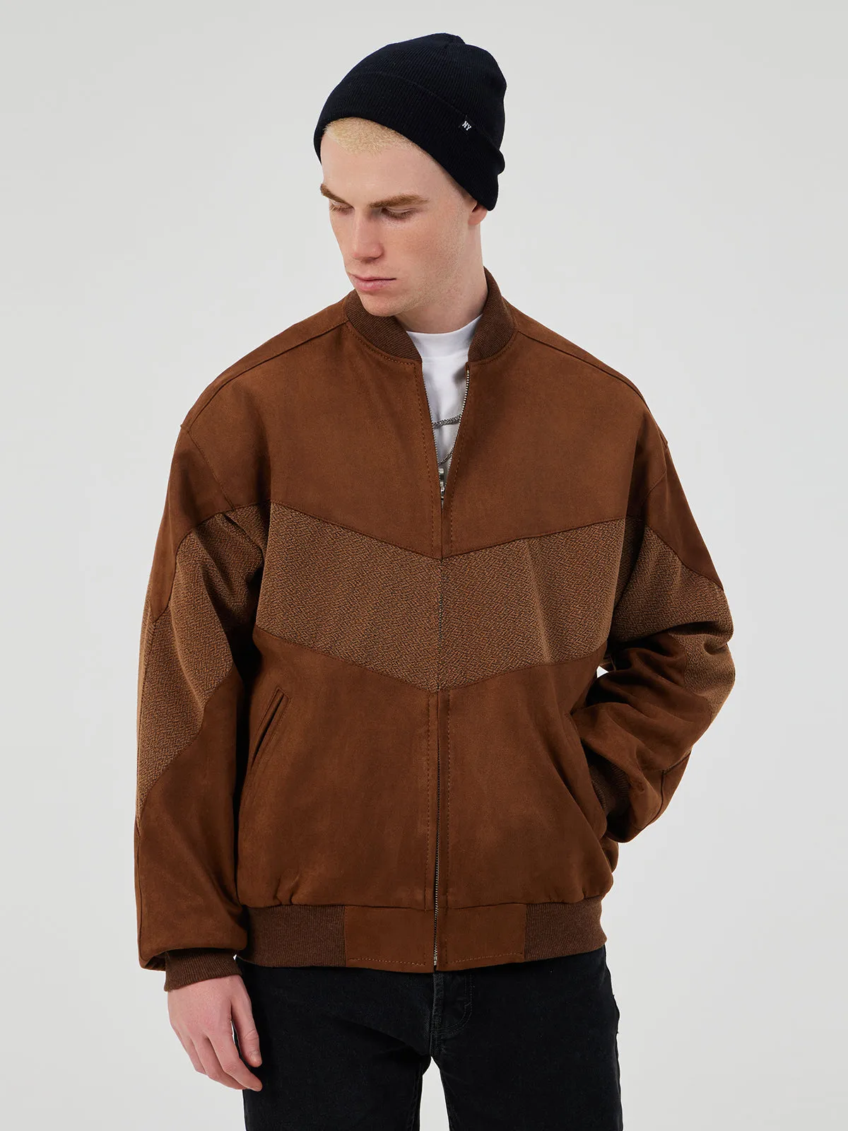 DARK BROWN UNISEX BOMBER JACKET L