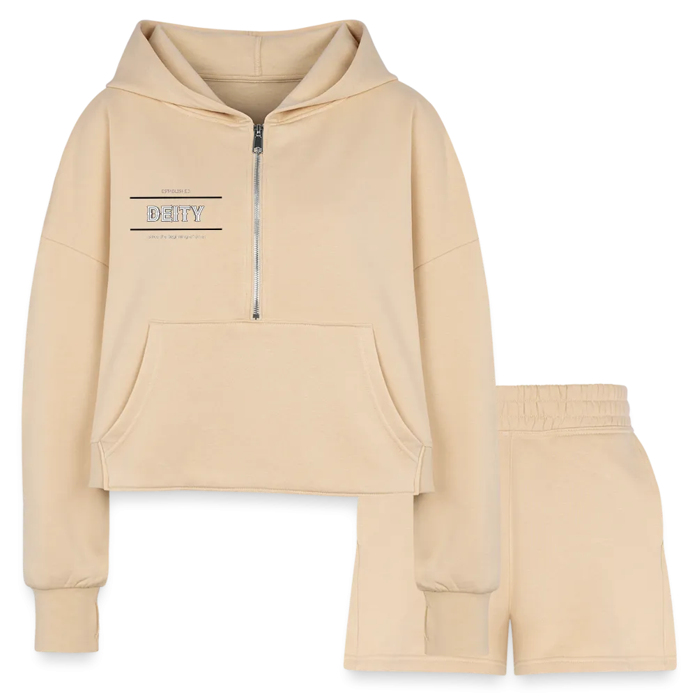 Deity Women’s Cropped Hoodie & Jogger Short Outfit Set