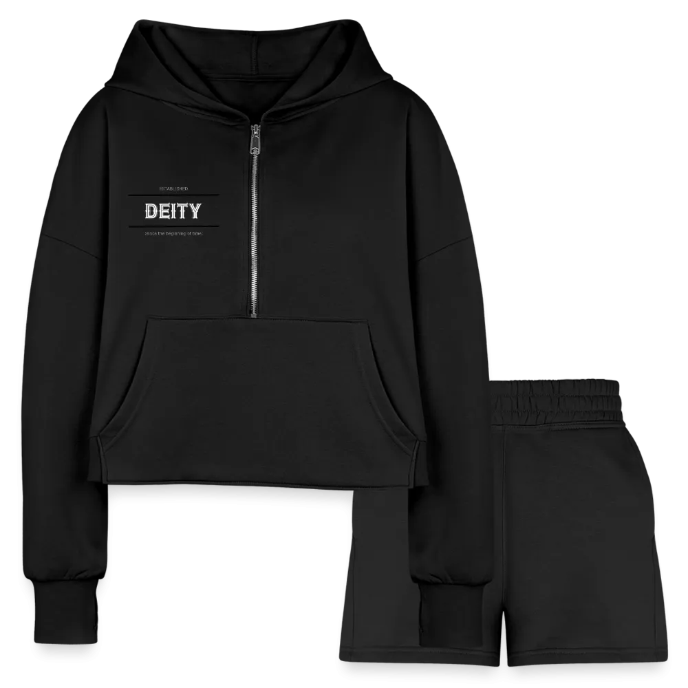 Deity Women’s Cropped Hoodie & Jogger Short Outfit Set