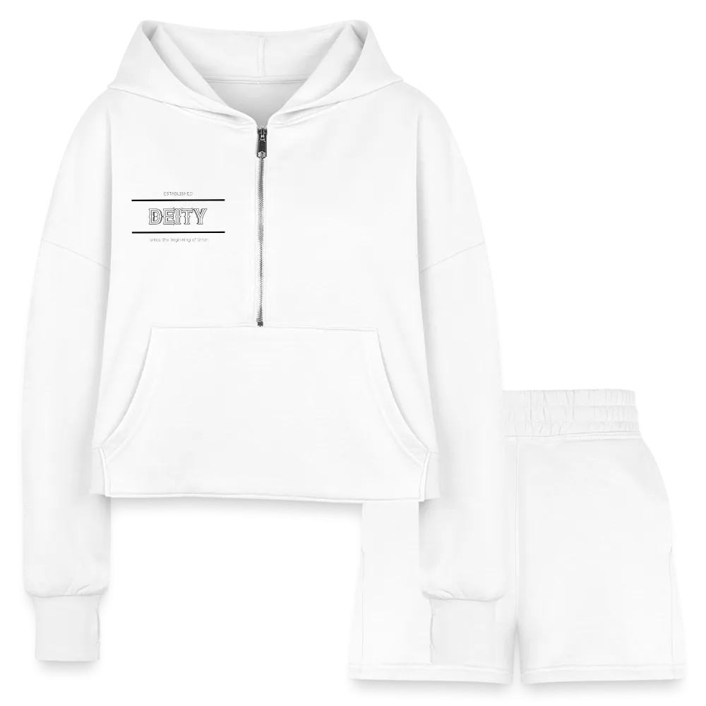 Deity Women’s Cropped Hoodie & Jogger Short Outfit Set