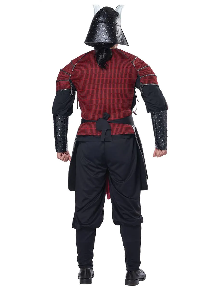 Deluxe Red Samurai Warrior Mens Fancy Dress Costume