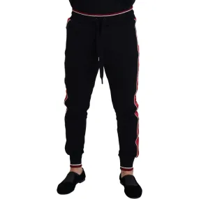 Dolce & Gabbana Elegant Black Jogging Sweatpants with Red Detail