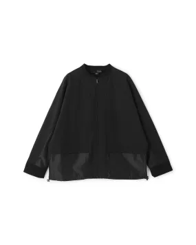 Drawstring Hem Nylon Mix Bomber Jacket