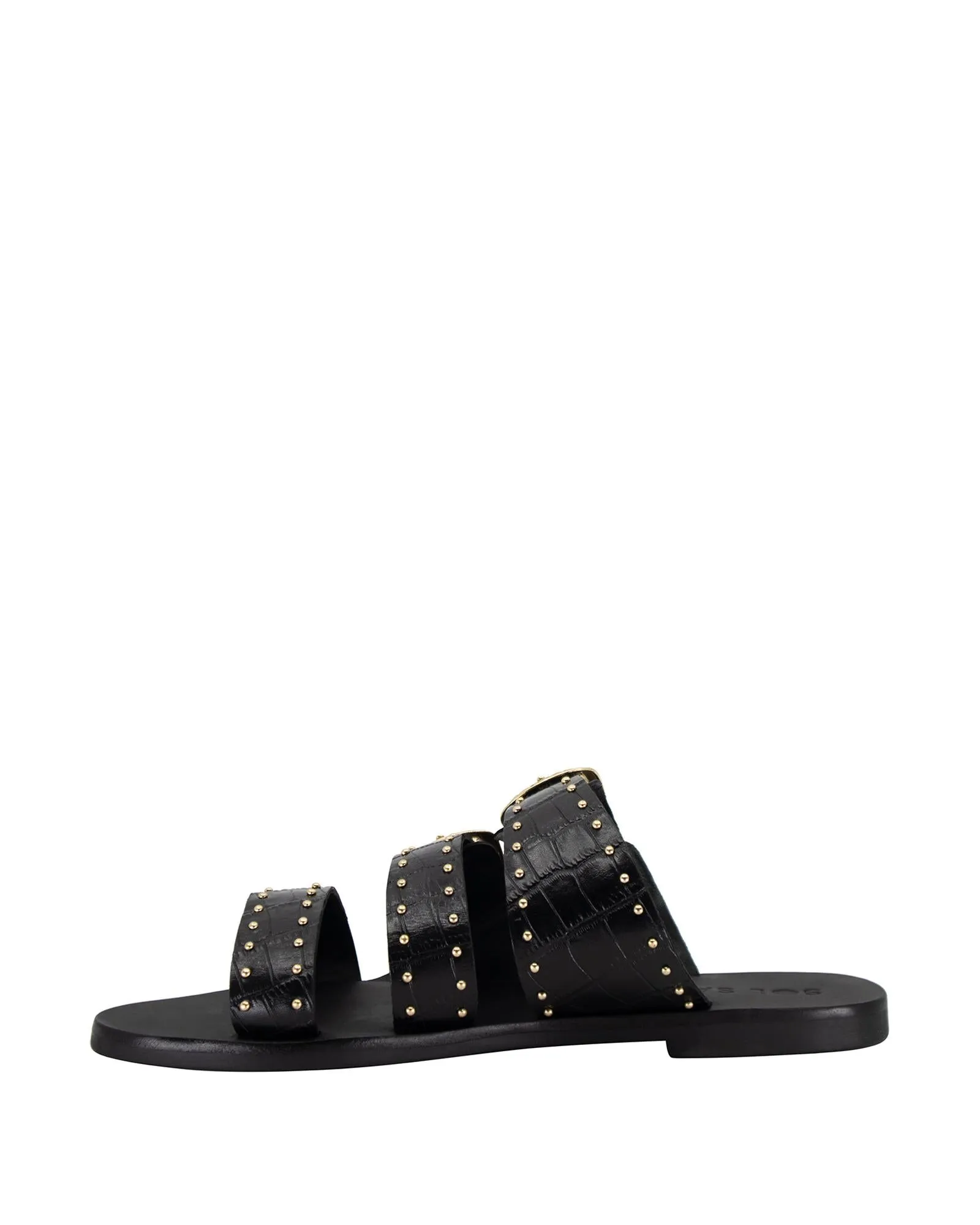 Eastwood Stud Slide Black Croc/Gold