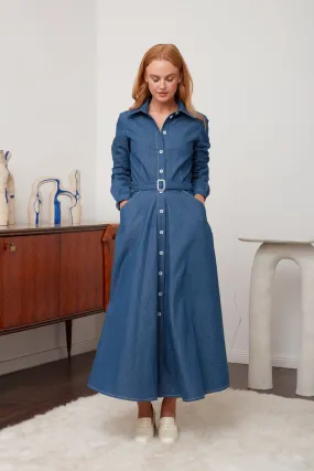 ESTI blue denim midi shirt dress