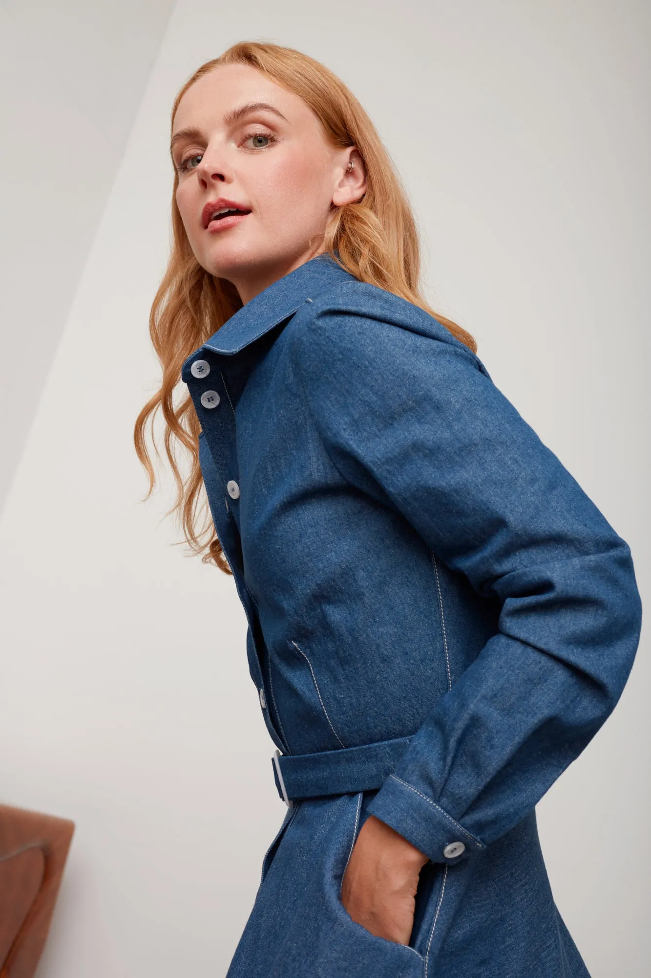 ESTI blue denim midi shirt dress