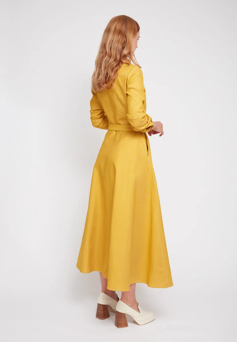 ESTI classy yellow denim shirt dress