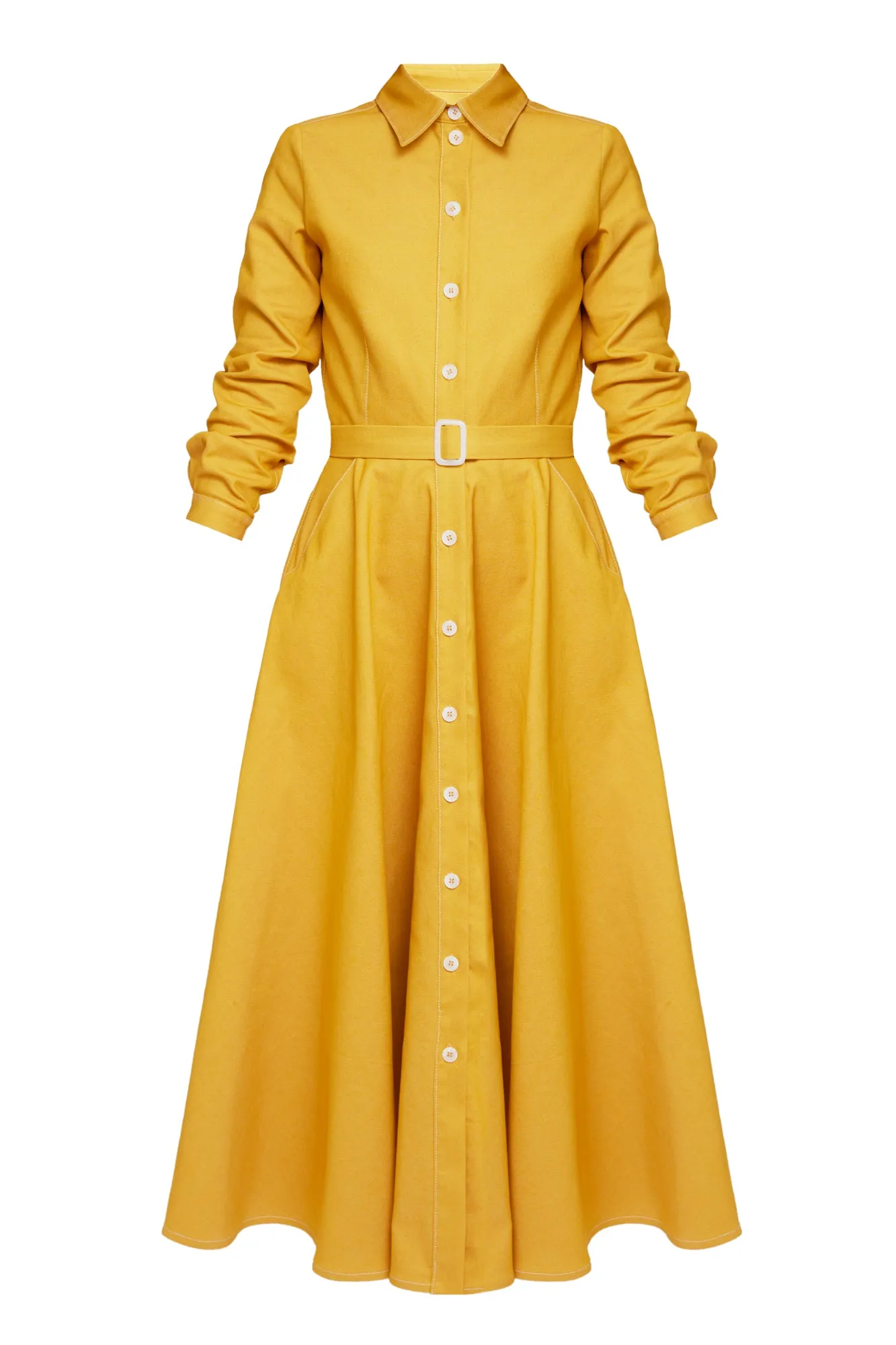 ESTI classy yellow denim shirt dress