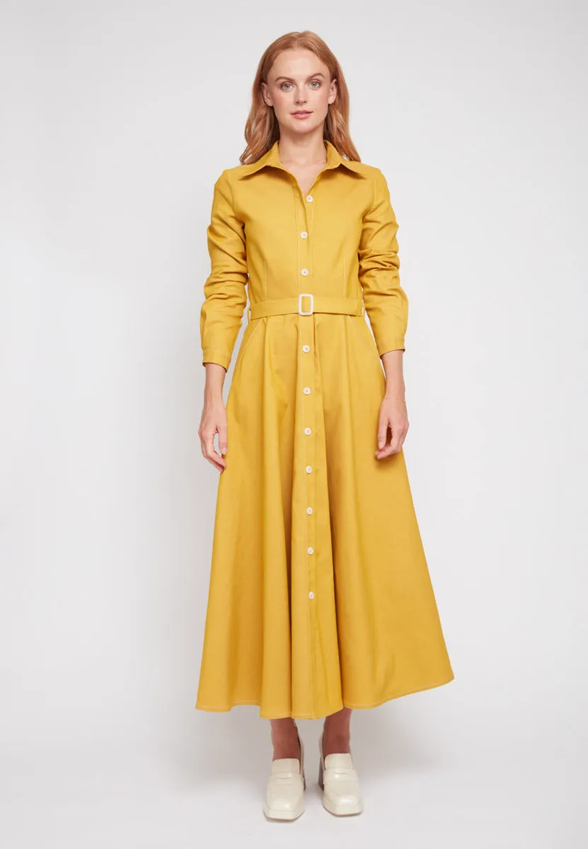 ESTI classy yellow denim shirt dress