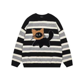 Faire Echo cute kitten striped sweater