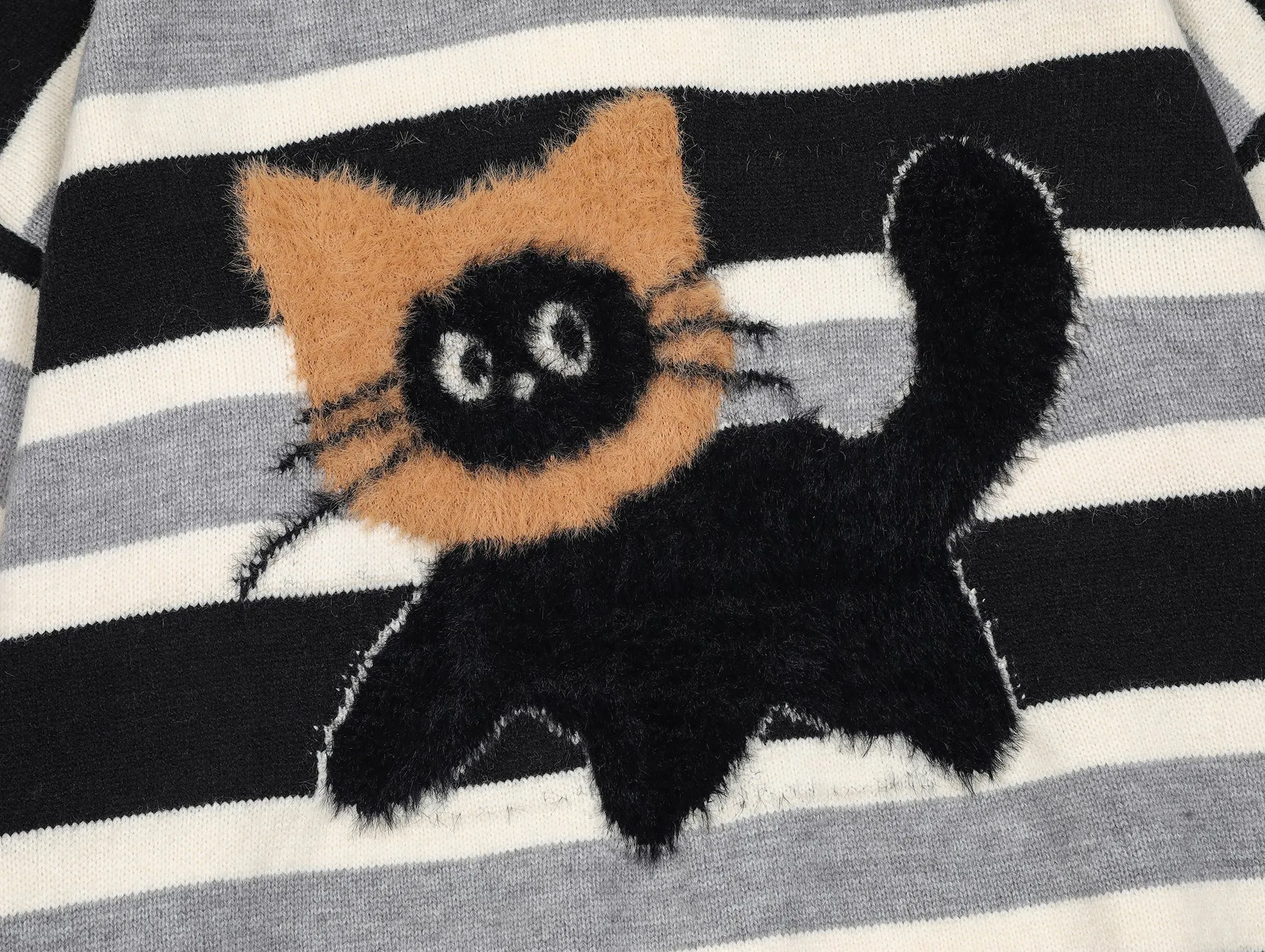 Faire Echo cute kitten striped sweater