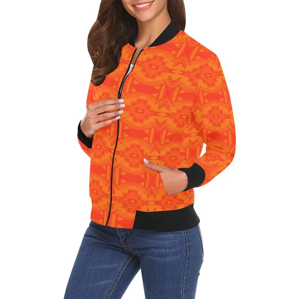 Fancy Orange A feather for each Bomber Jacket for Women