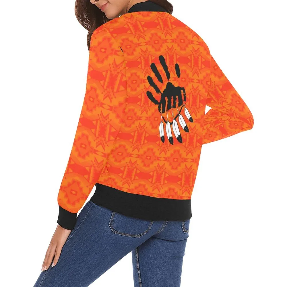 Fancy Orange A feather for each Bomber Jacket for Women