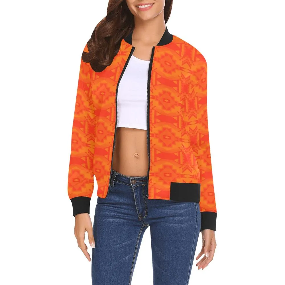 Fancy Orange A feather for each Bomber Jacket for Women