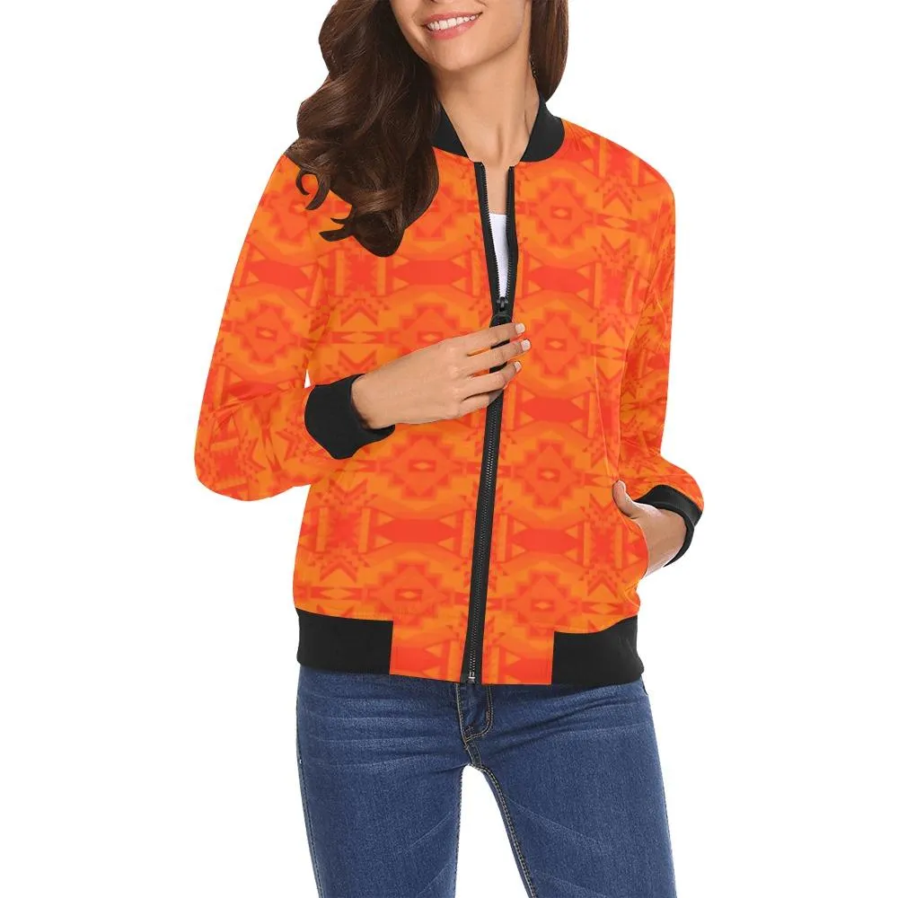 Fancy Orange A feather for each Bomber Jacket for Women