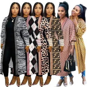 Fashion Threaded Sleeve Printed Cardigan （AY1460）