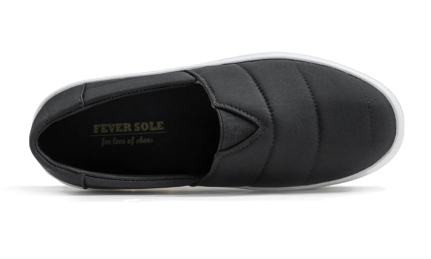 Feversole Women's Casual Slip On Sneaker Comfort Cupsole Loafer Flats Black Puffy Textile