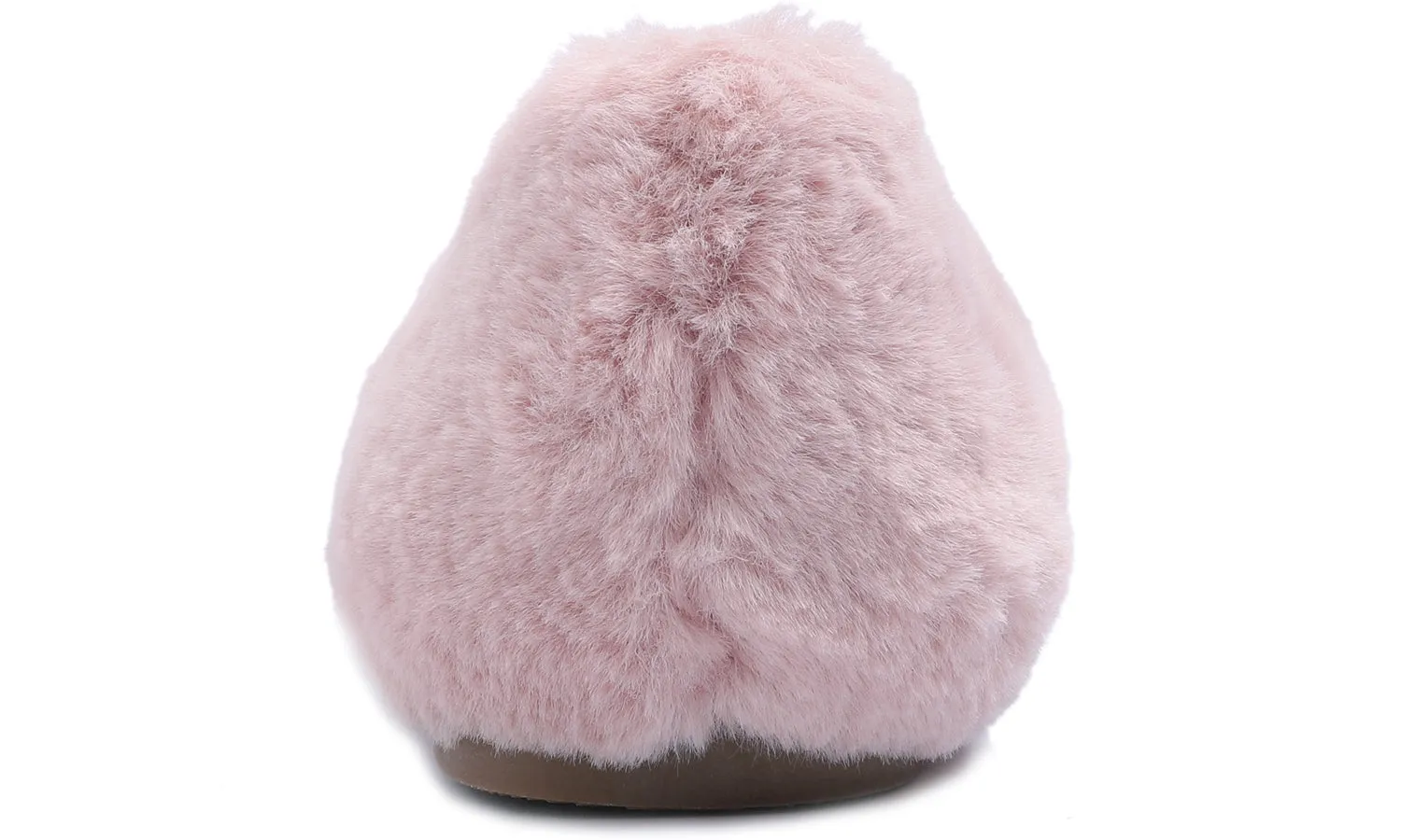 Feversole Women's Fashion Round Toe Puffy Warm Comfort Home Indoor Winter Soft Ballet Slippers Pink Plush