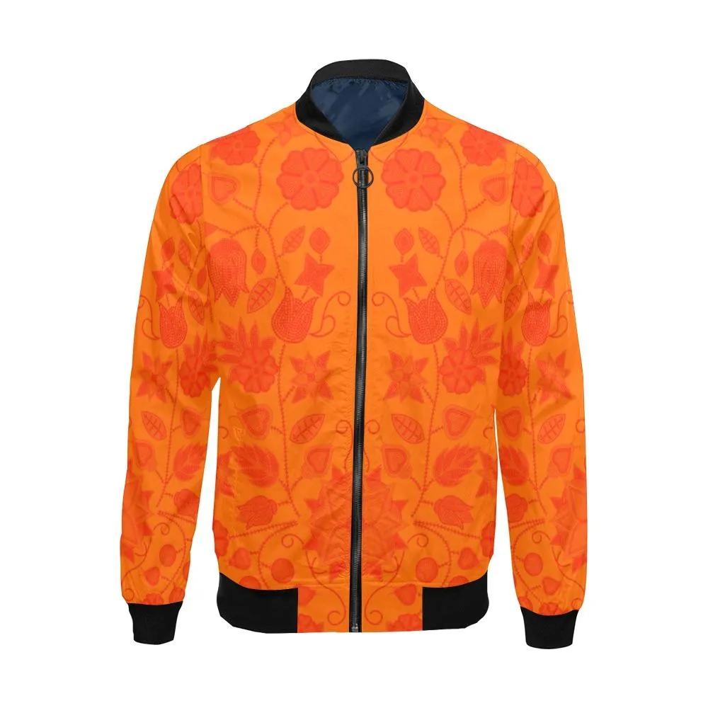 Floral Beadwork Real Orange A feather for each Bomber Jacket for Men