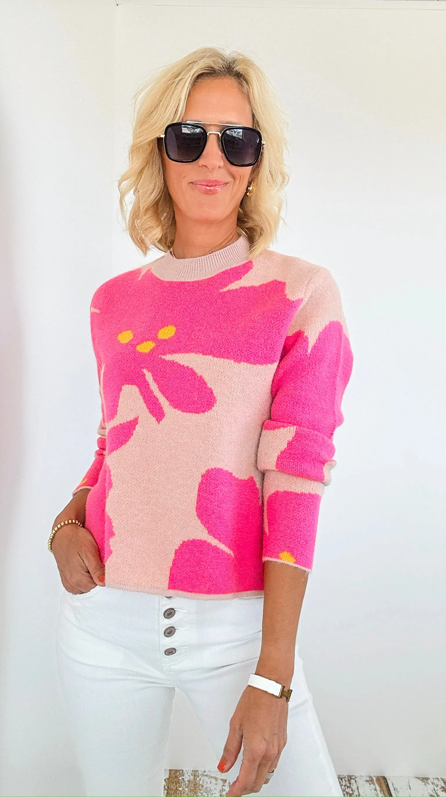 Floral Printed Mod Sweater