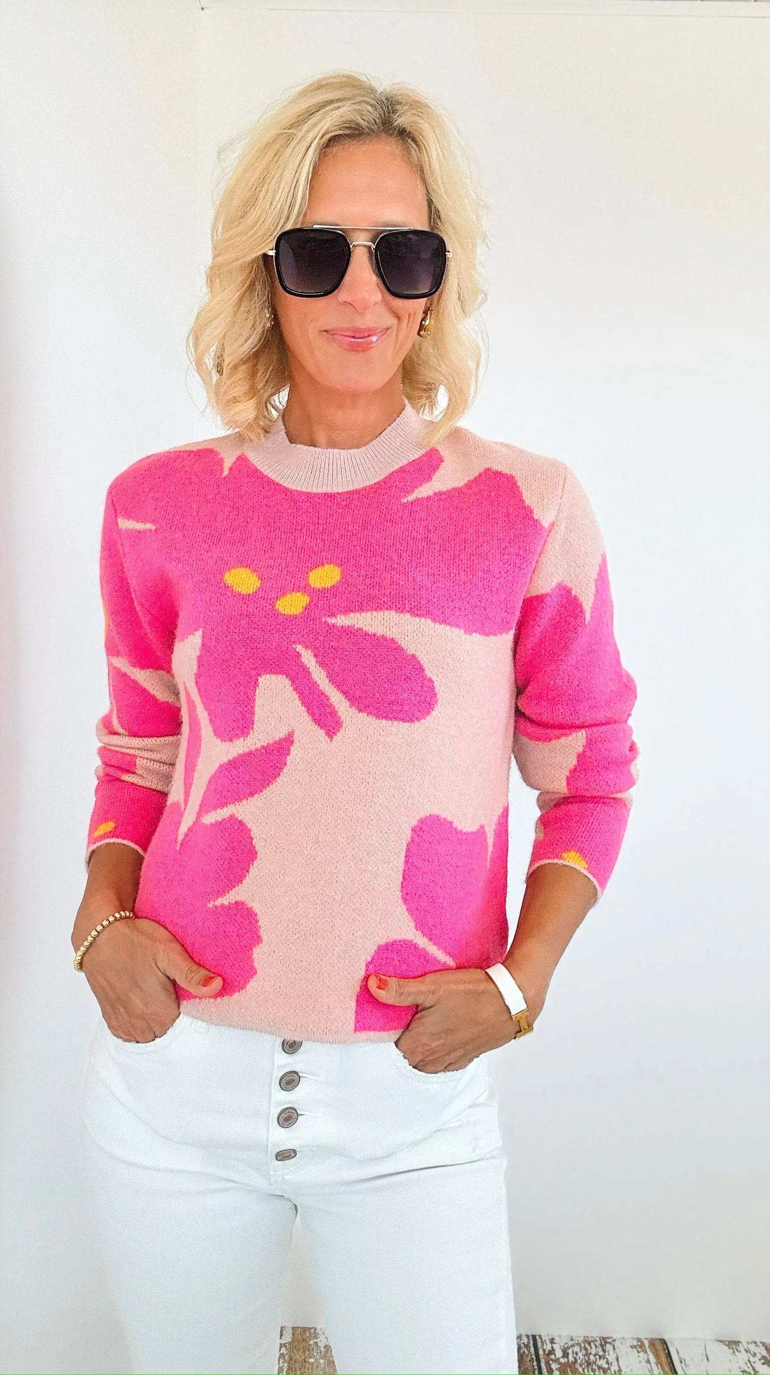 Floral Printed Mod Sweater