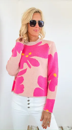 Floral Printed Mod Sweater