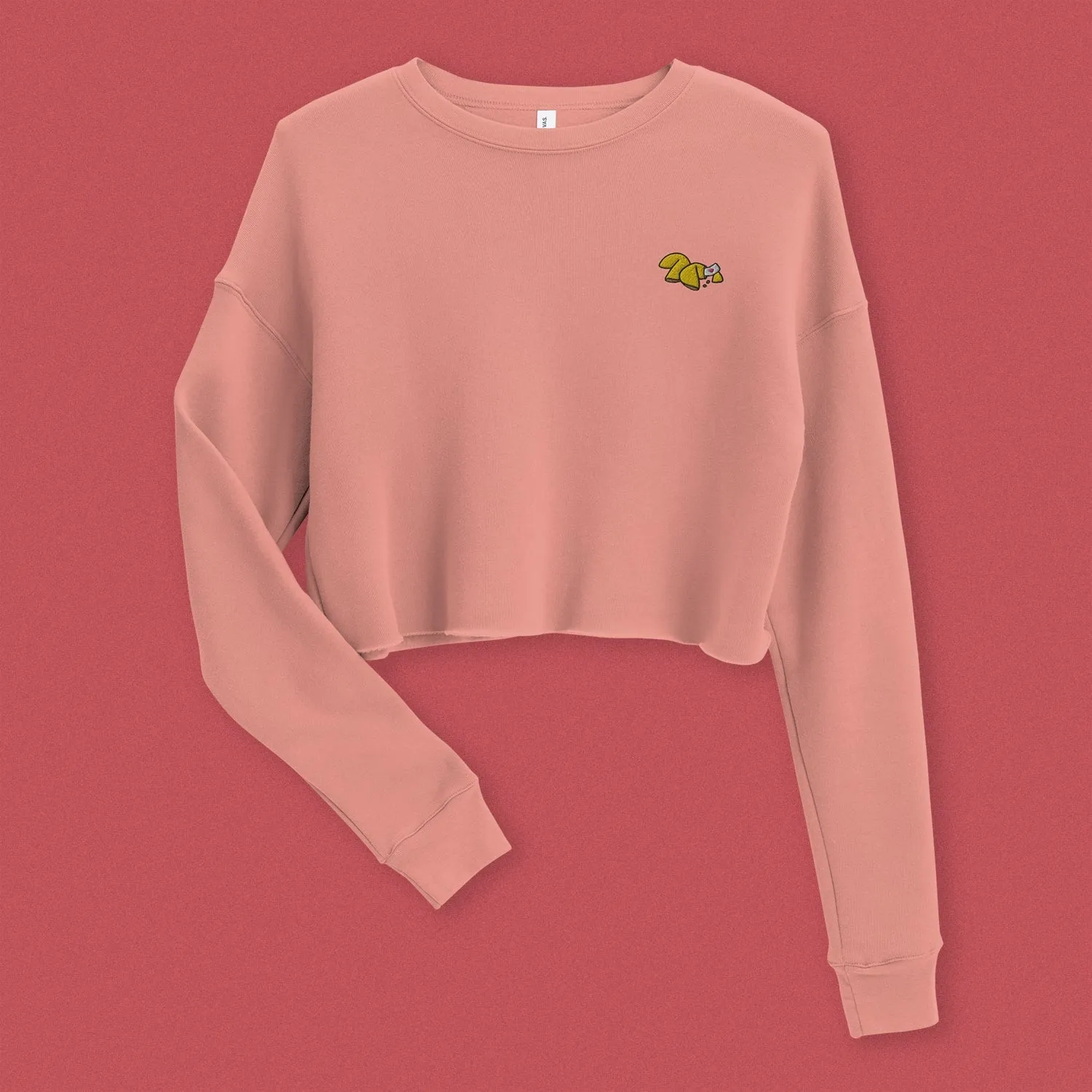 Fortune Cookie Embroidered Crop Sweatshirt