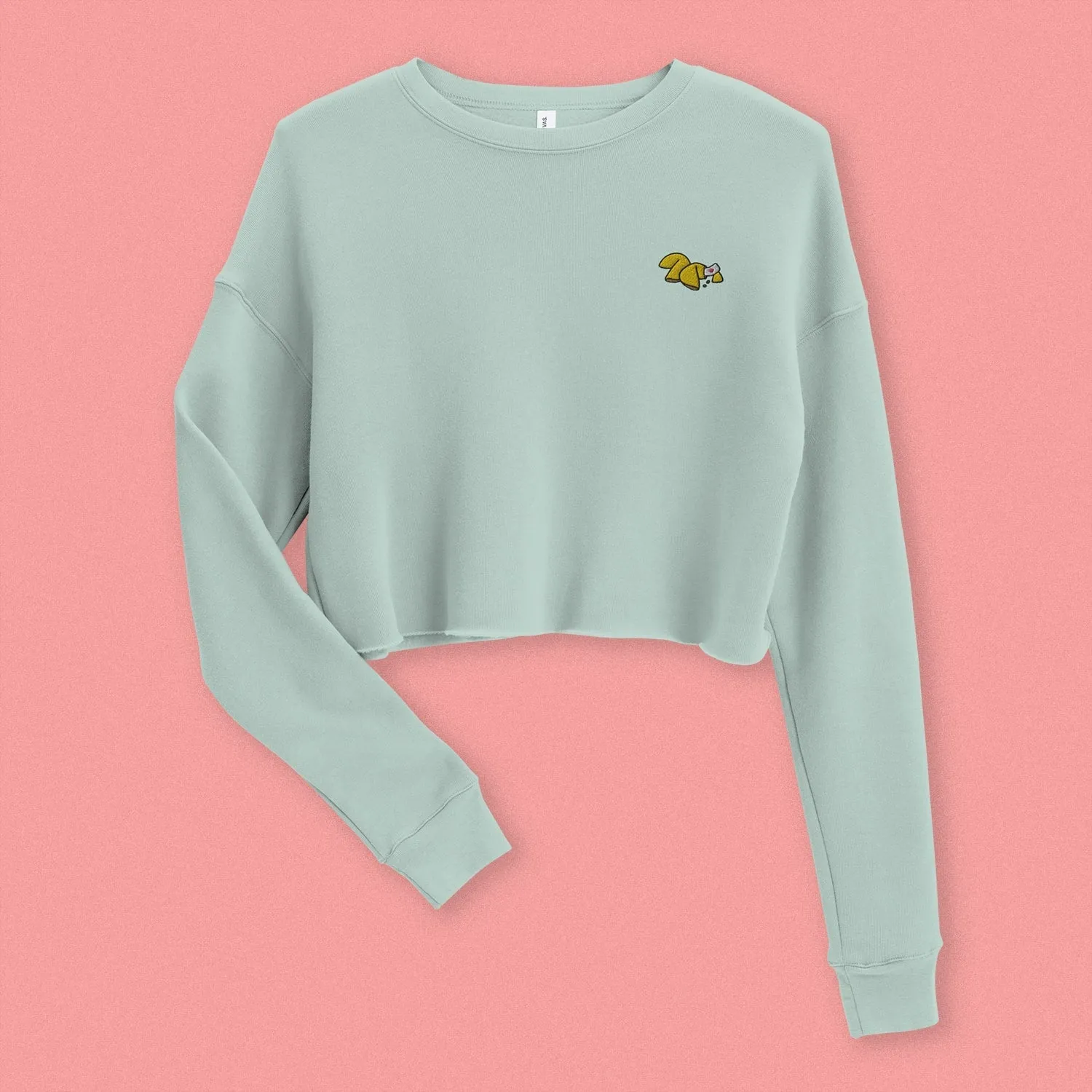 Fortune Cookie Embroidered Crop Sweatshirt