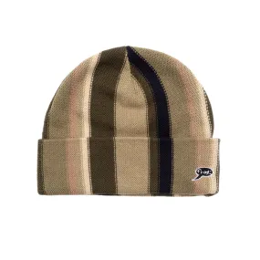 Frog Vertical Stripe Beanie (Sage/Brown)