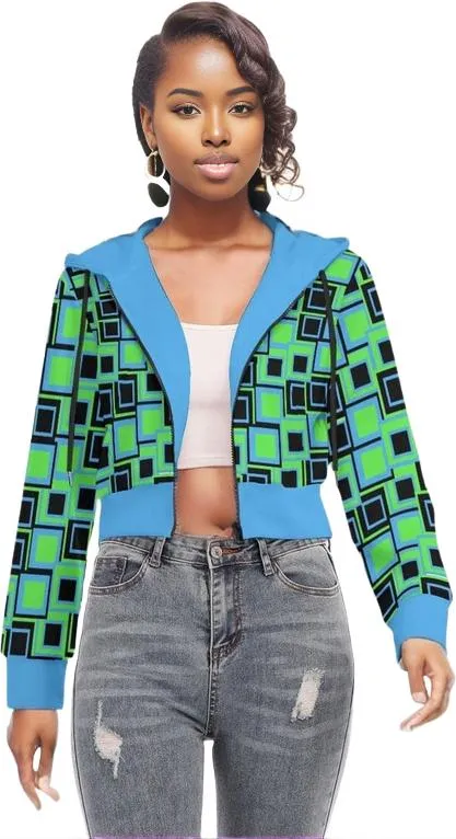 Funky² Womens Crop Top Hoodie With Zipper Closure