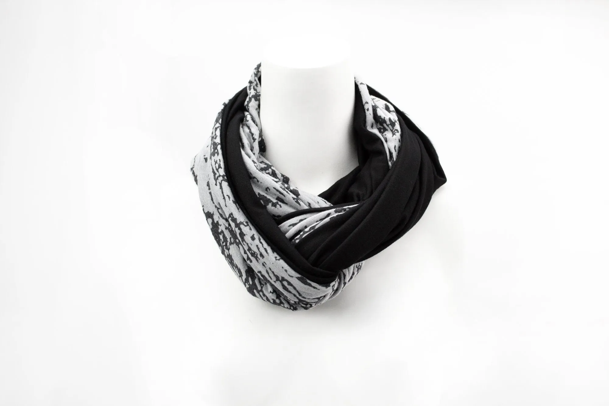 Gray Burnout Knit Infinity Scarf