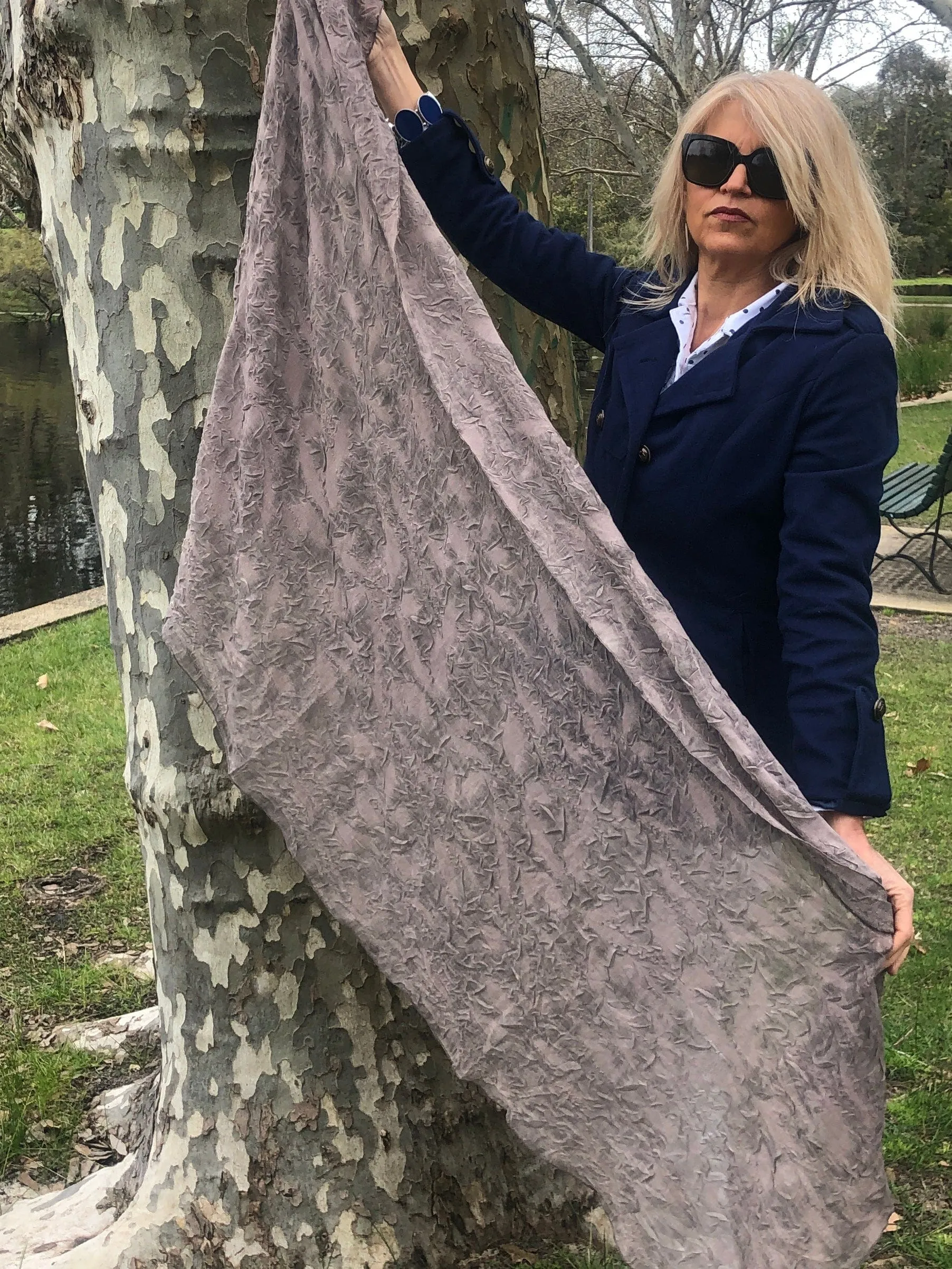 Grey Taupe Scarf - Textured  Wrap