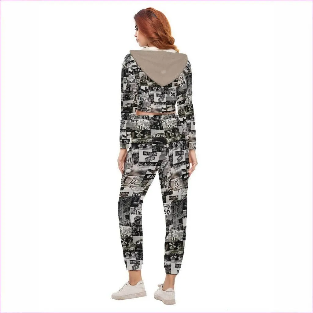 Greyed Streets Womens Crop Hoodie Sports Set