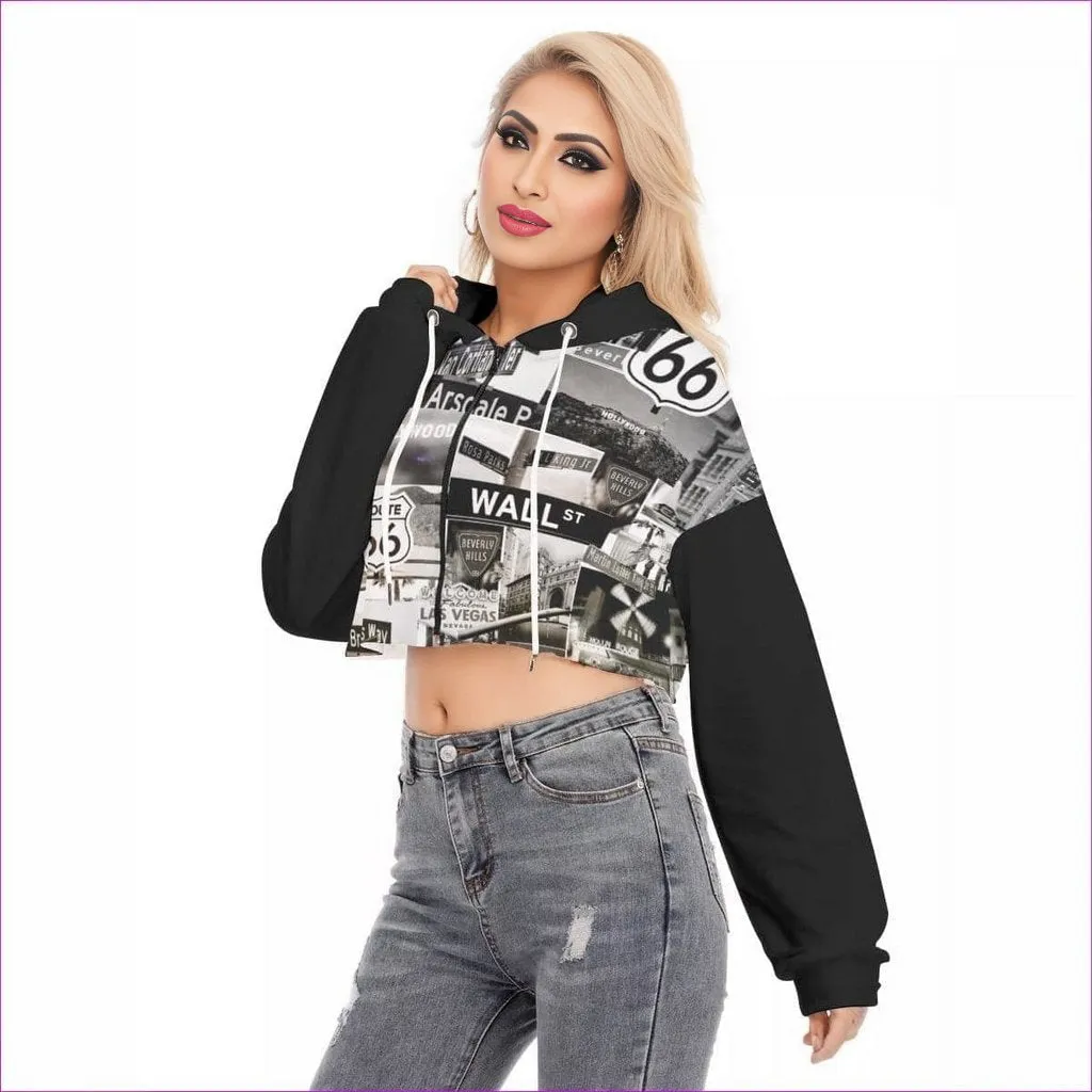 Greyed Streets Womens Cropped Hoodie With Zipper Closure