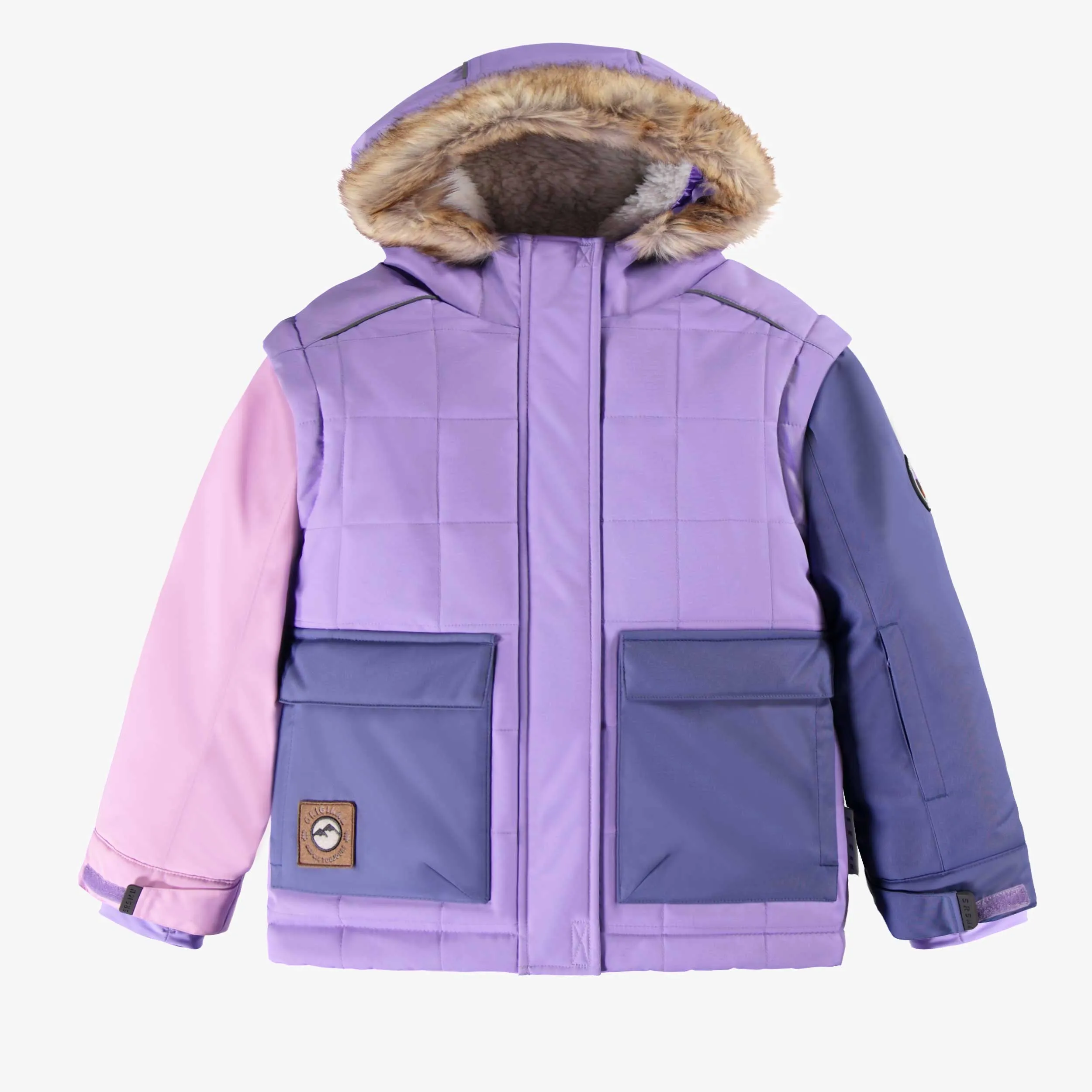 Habit de neige deux pièces mauve et rose, enfant || Two-piece purple and pink snowsuit, child