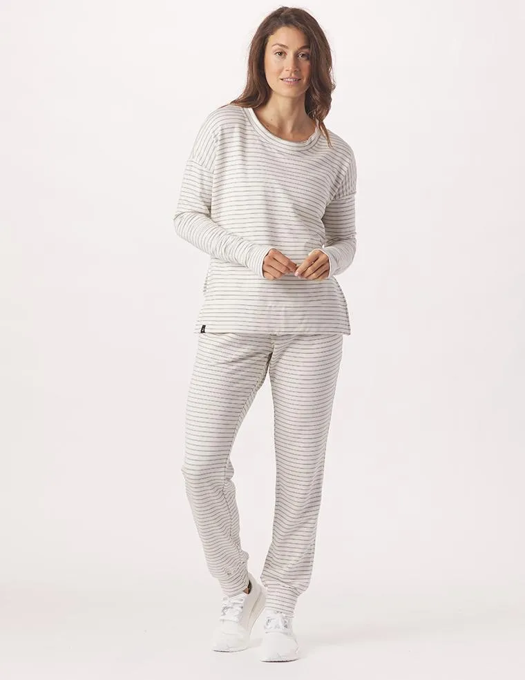 Halfway Jogger: White/Charcoal Heather Stripe