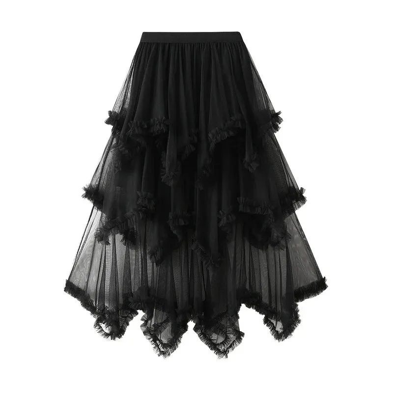 Handkerchief Layers Tulle Midi Skirt Ten Colours