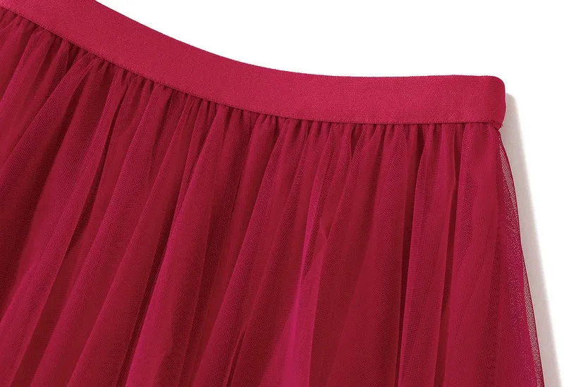 Handkerchief Layers Tulle Midi Skirt Ten Colours