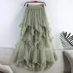 Handkerchief Layers Tulle Midi Skirt Ten Colours