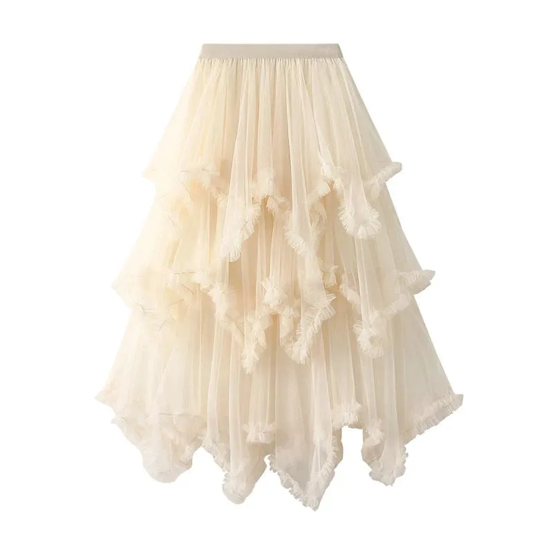 Handkerchief Layers Tulle Midi Skirt Ten Colours