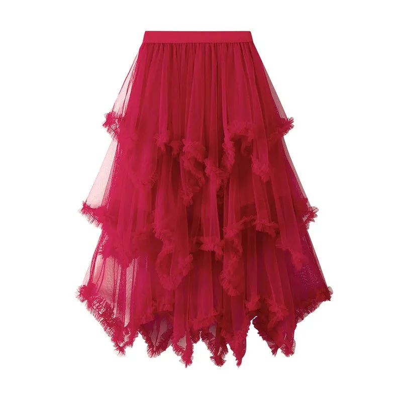 Handkerchief Layers Tulle Midi Skirt Ten Colours