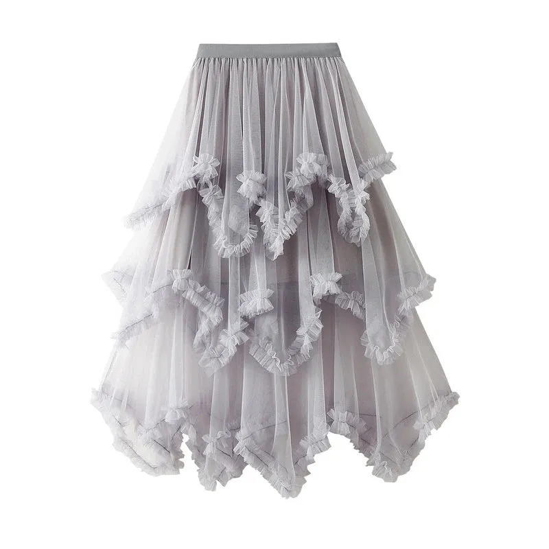 Handkerchief Layers Tulle Midi Skirt Ten Colours